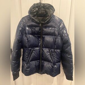 Novelti Navy High Shine Puffer Jacket Hood M water repellent wind resistant